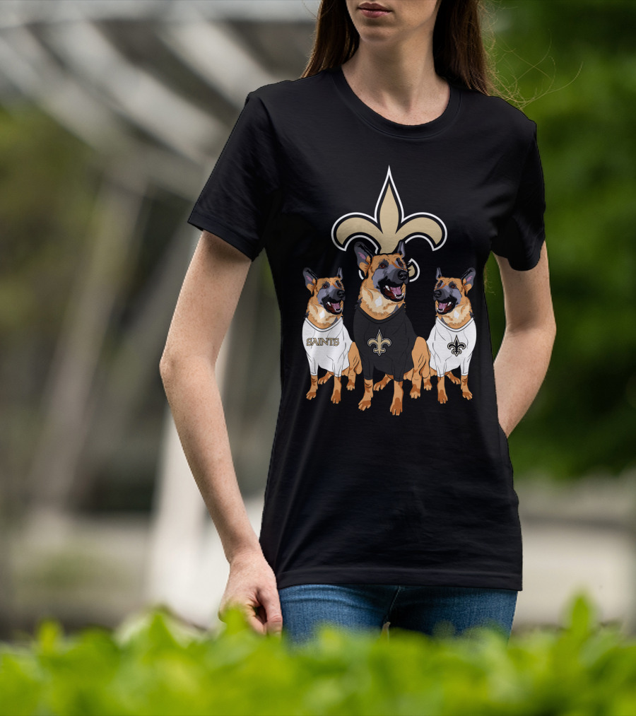 Saints Fleur-De-Lis German Shepherd Trio T-Shirt