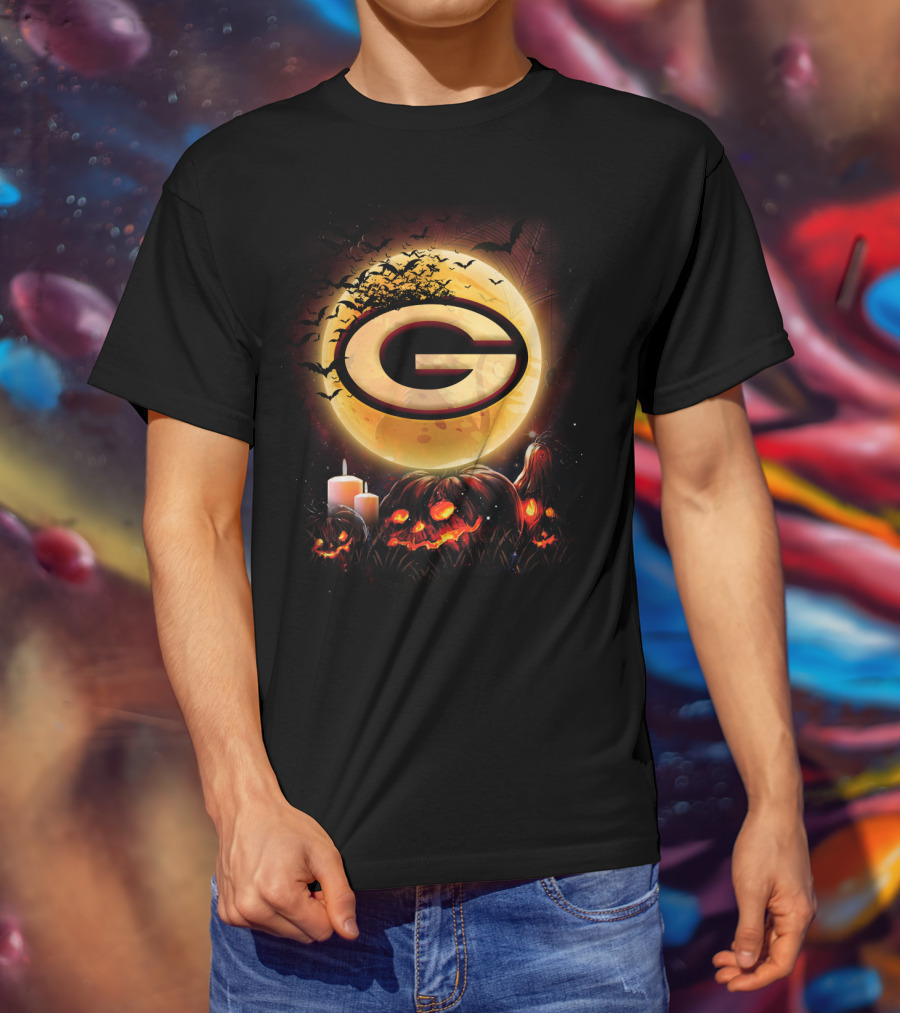 G Halloween Moon Bats Pumpkins Candles Ghosts T-Shirt