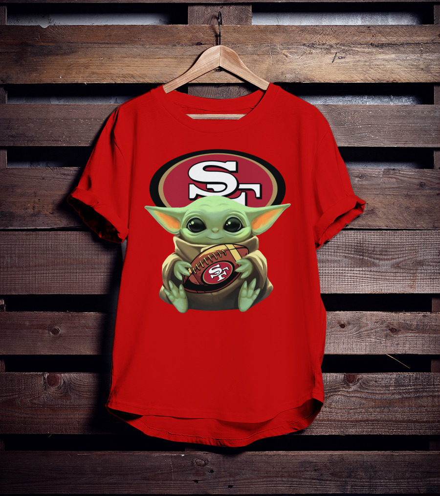 Baby Yoda Football 49ers Star Wars Crossover Fan T-Shirt