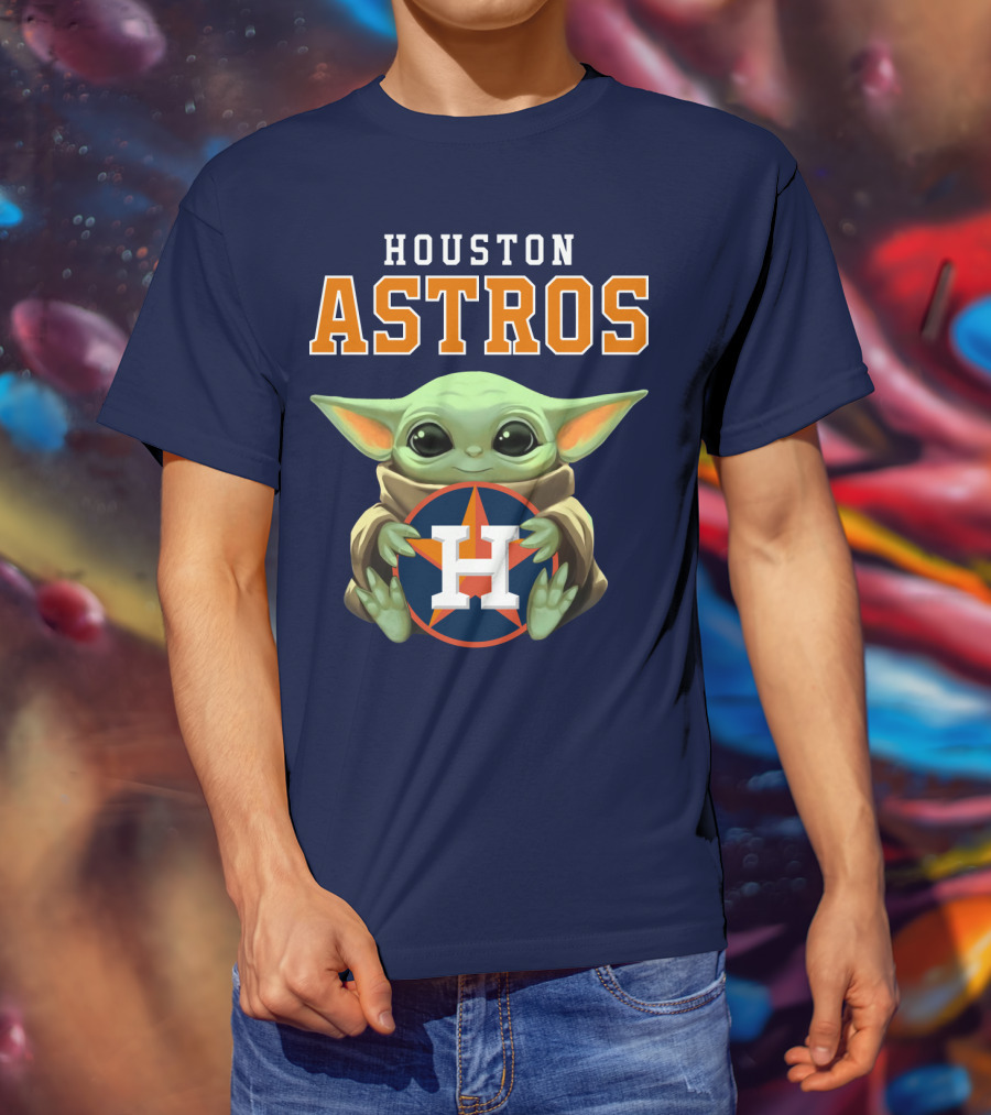 Houston Astros Baby Yoda Logo Fan T-Shirt