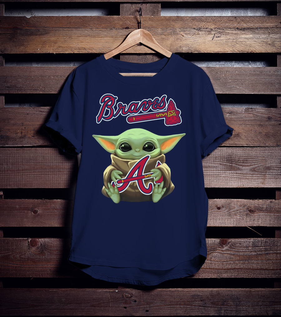 Braves Baby Yoda Holding Baseball Team T-Shirt