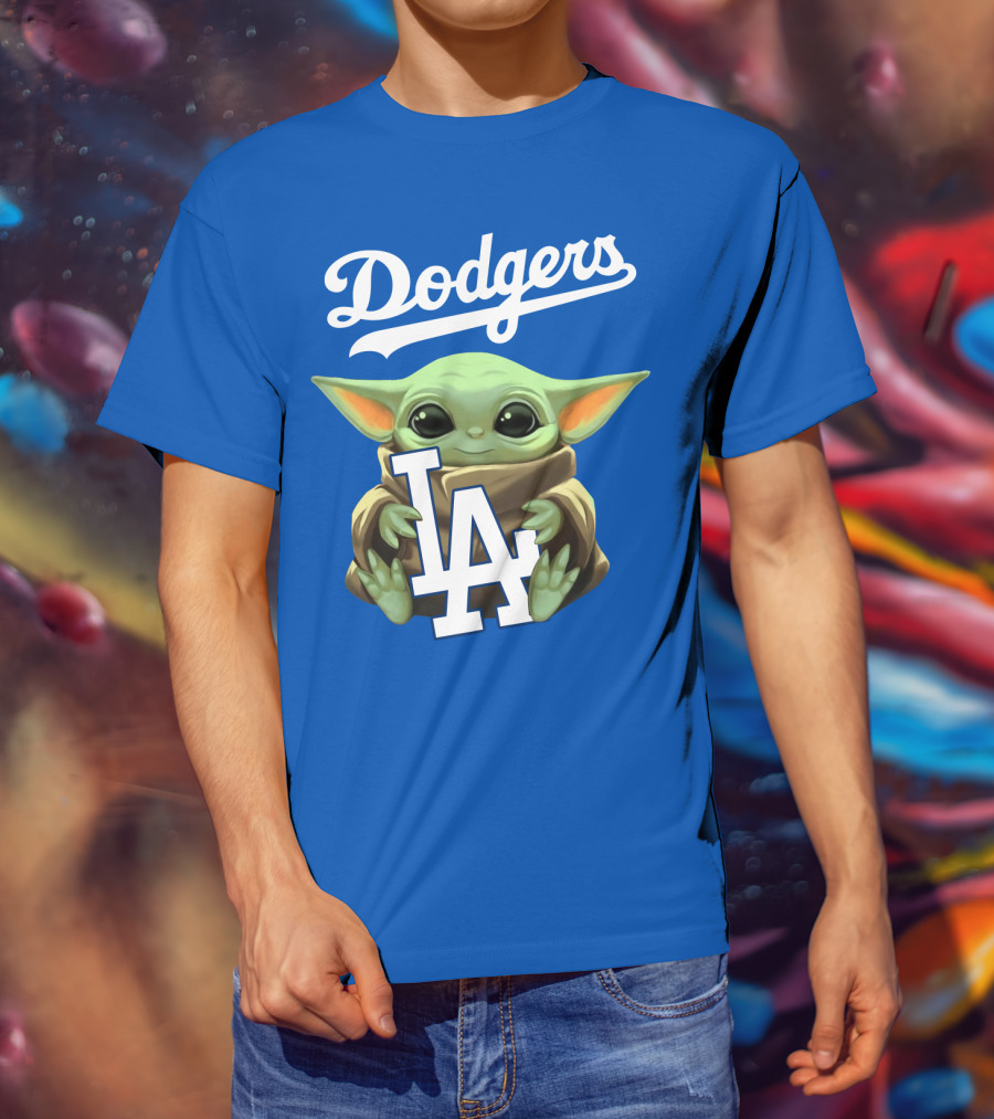 Dodgers Baby Yoda Holding La Team T-Shirt