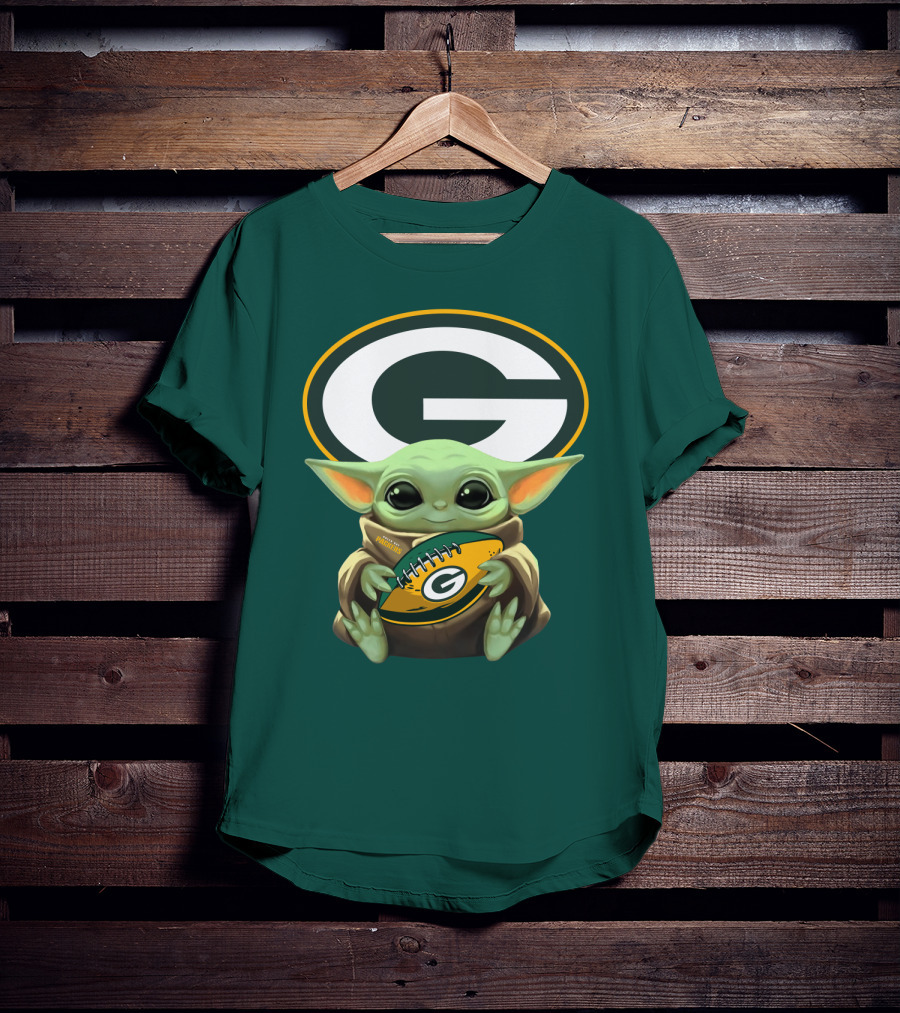Baby Yoda Green Bay Packers Football Fan T-Shirt