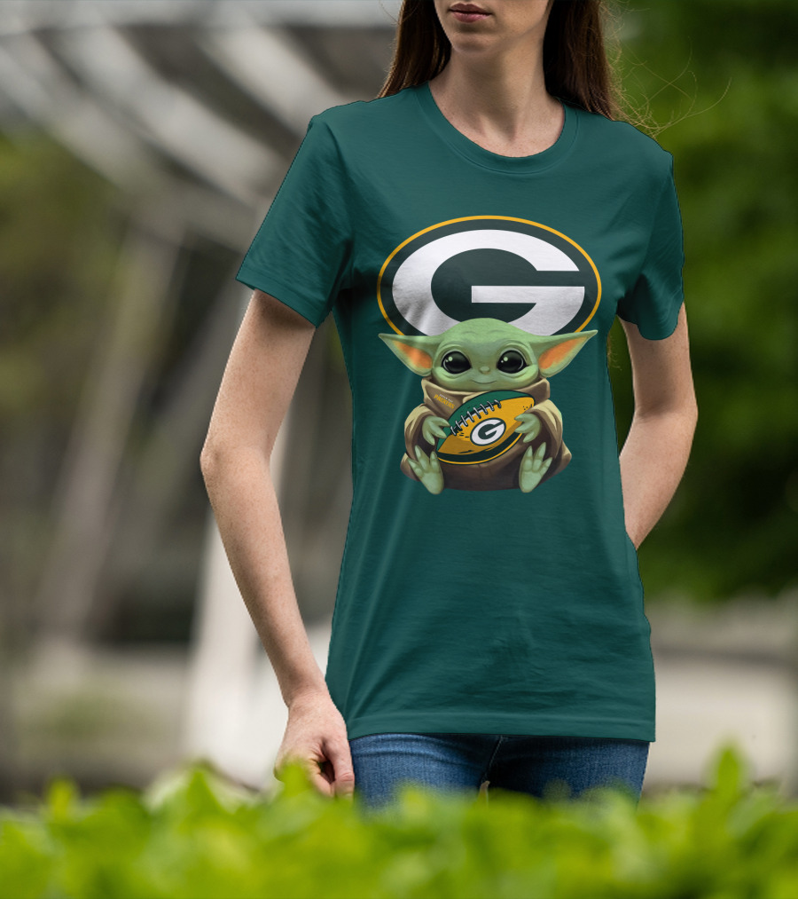 Baby Yoda Green Bay Packers Football Fan T-Shirt