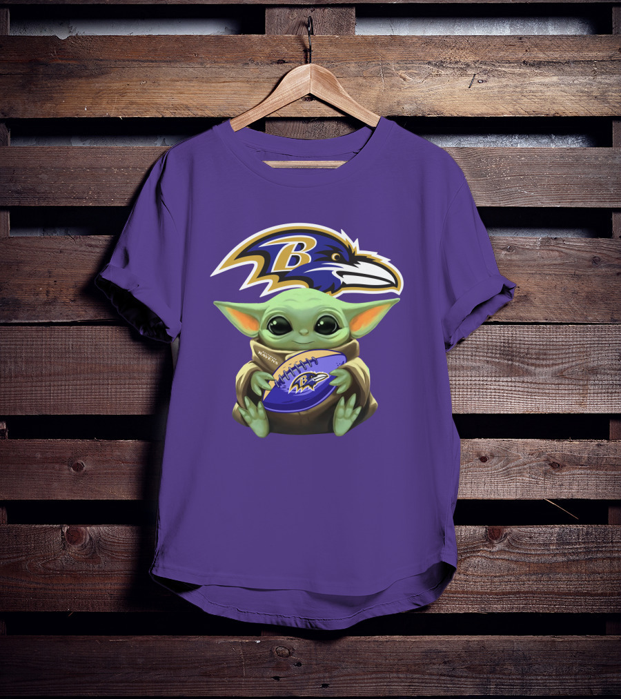 Baltimore Ravens Baby Yoda Football Fan T-Shirt