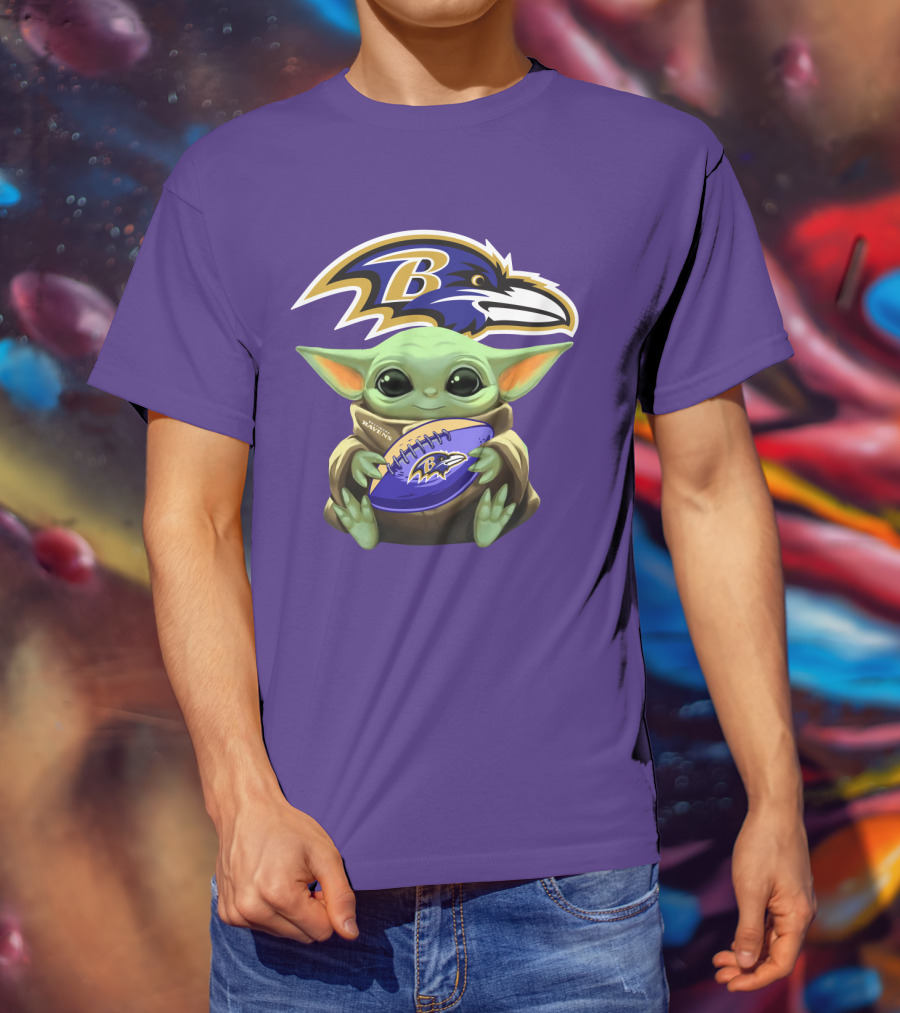 Baltimore Ravens Baby Yoda Football Fan T-Shirt