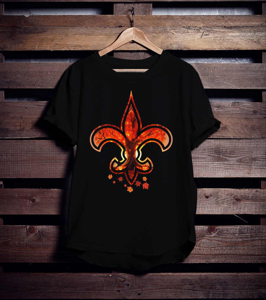 Autumn Leaves And Tree Fleur-De-Lis T-Shirt