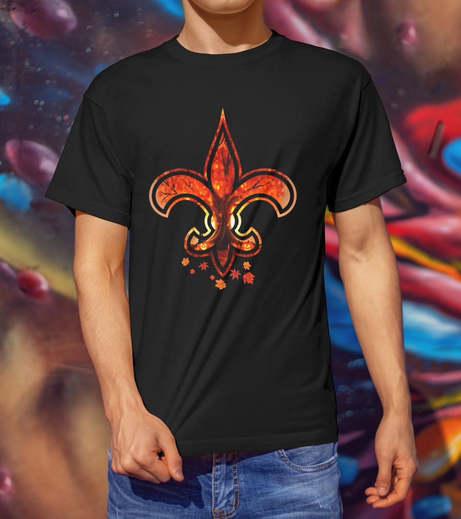 Autumn Leaves And Tree Fleur-De-Lis T-Shirt