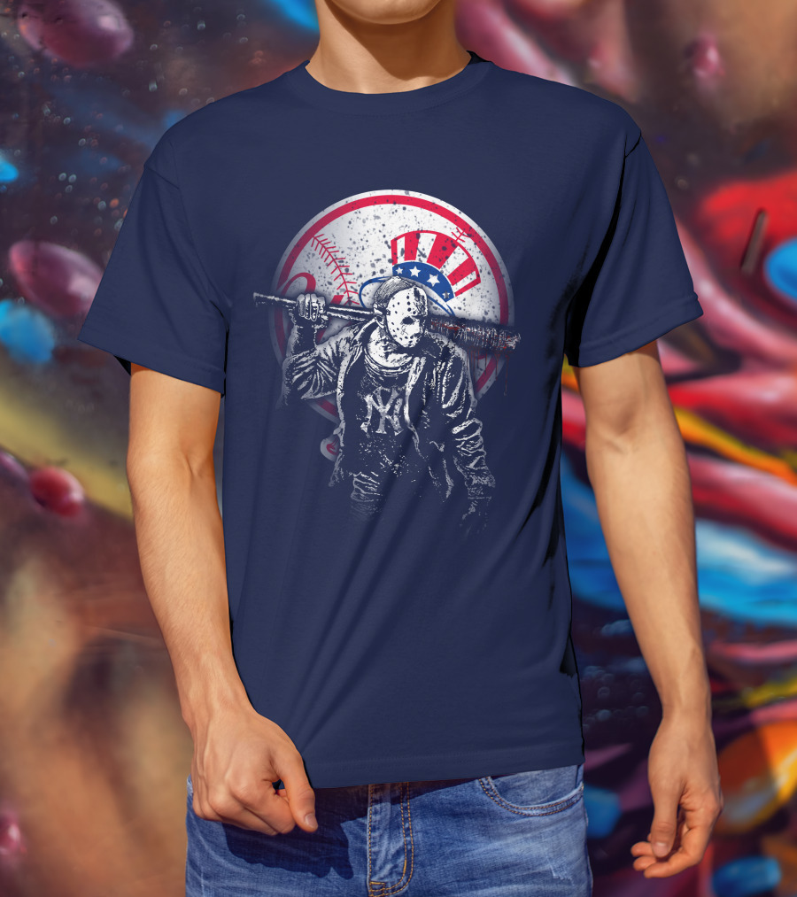 New York Baseball Icon With Mask And Bat T-Shirt