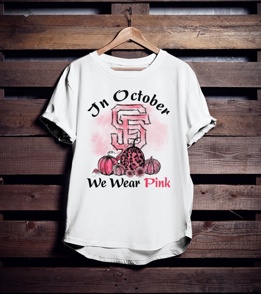 In October We Wear Pink S And F With Pumpkins T-Shirt