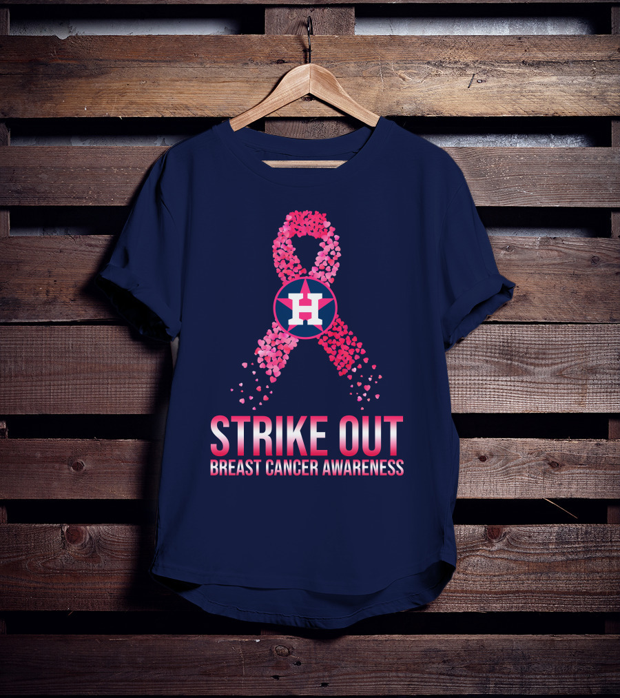 Strike Out Breast Cancer Awareness H Logo Pink Ribbon T-Shirt