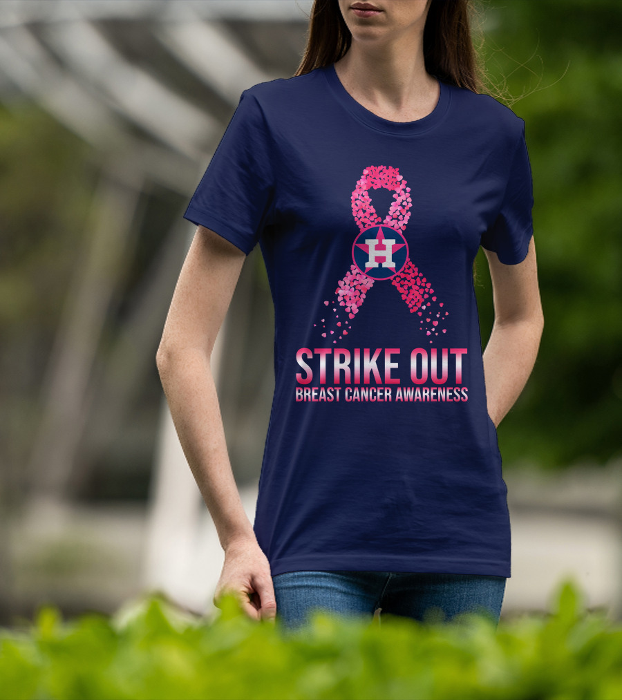 Strike Out Breast Cancer Awareness H Logo Pink Ribbon T-Shirt