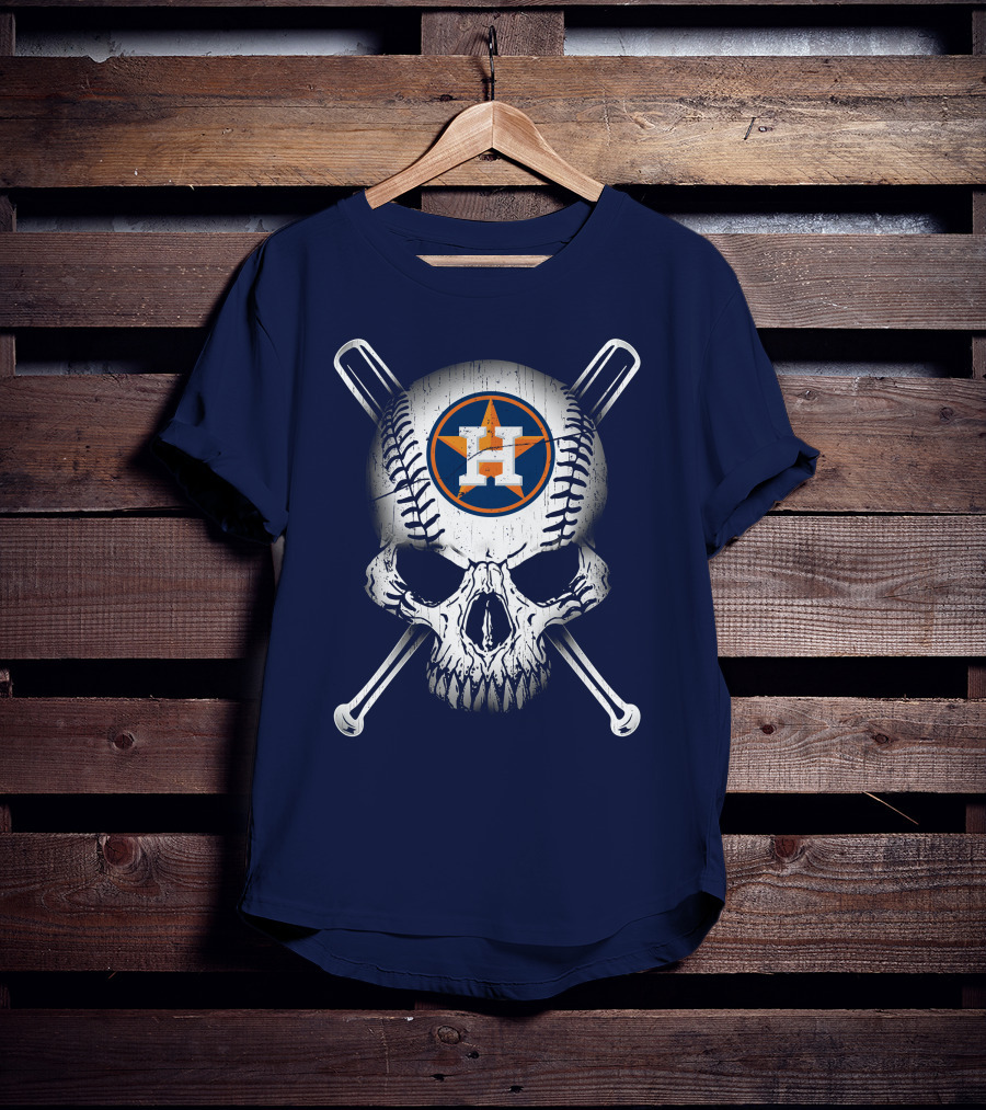 Houston Astros Baseball Skull Crossbones T-Shirt
