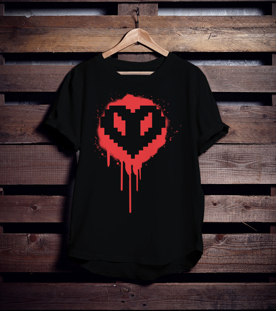 PH1LZA Dripping Pixel Heart T-Shirt