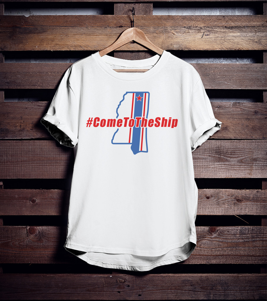 ComeToTheShip Mississippi Outline Red Blue Stripe Star T-Shirt