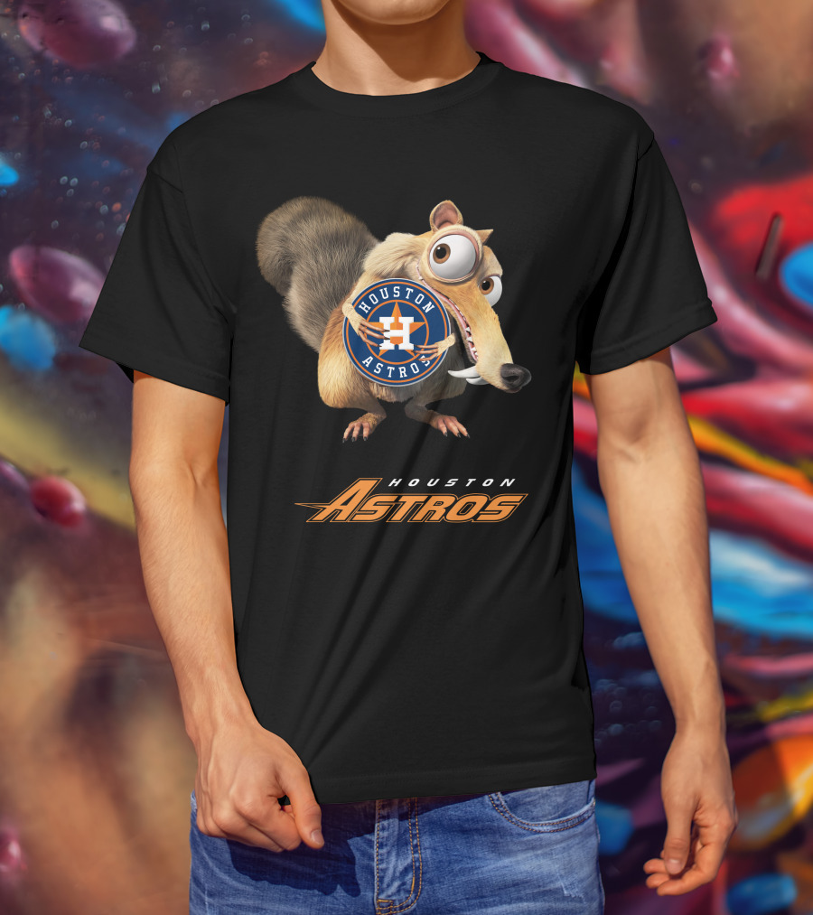 Houston Astros Ice Age Crossover With Scrat Holding T-Shirt