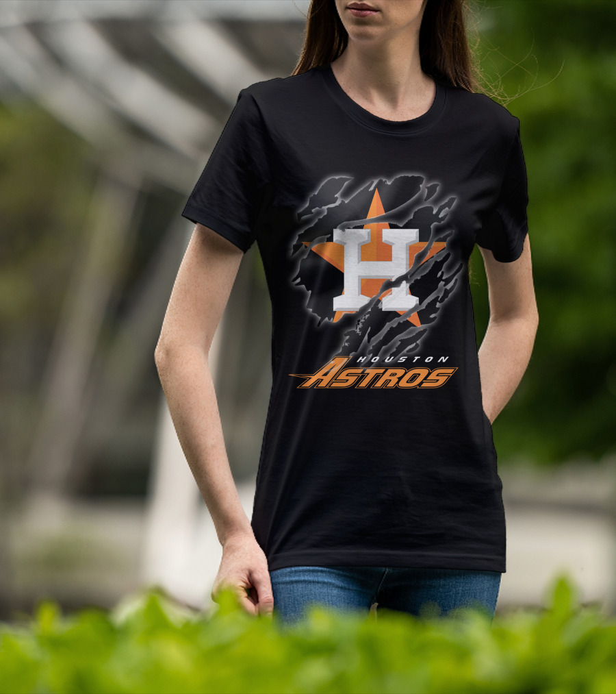 Houston Astros H Logo With Orange Star And Claw Marks T-Shirt