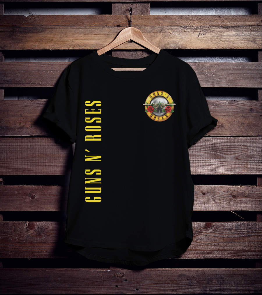 Guns N' Roses Classic Logo With Revolver And Roses In Yellow T-Shirt