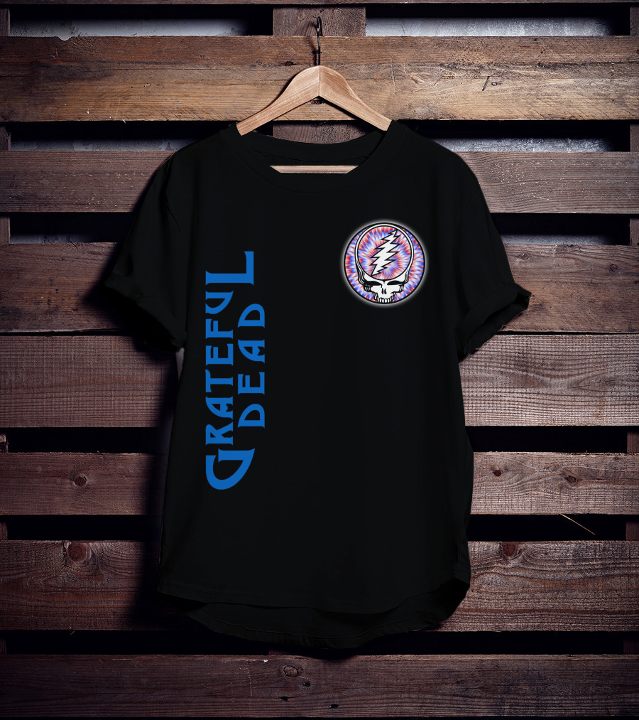 Grateful Dead Steal Your Face Skull With Lightning Bolt And Trippy Blue Letters T-Shirt