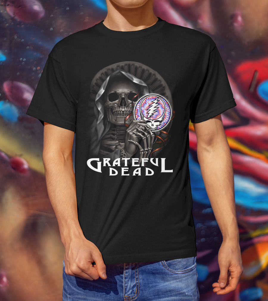 Grateful Dead Skeleton With Steal Your Face Symbol T-Shirt