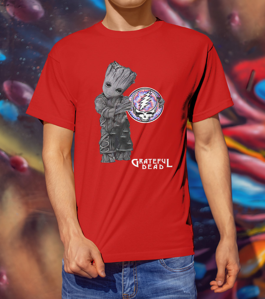 Grateful Dead 07 With Stylized Tree Character And Lightning Skull T-Shirt