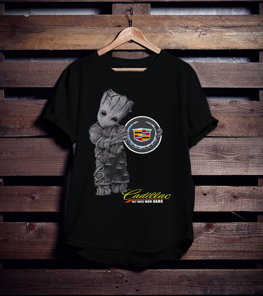 Cadillac Only Those Who Dare Groot Holding Badge T-Shirt
