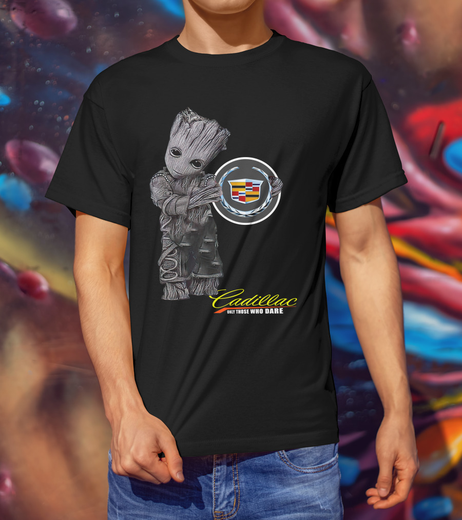 Cadillac Only Those Who Dare Groot Holding Badge T-Shirt