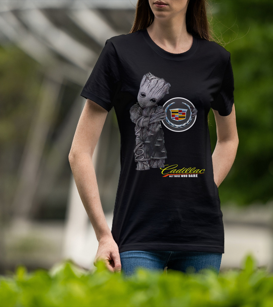 Cadillac Only Those Who Dare Groot Holding Badge T-Shirt