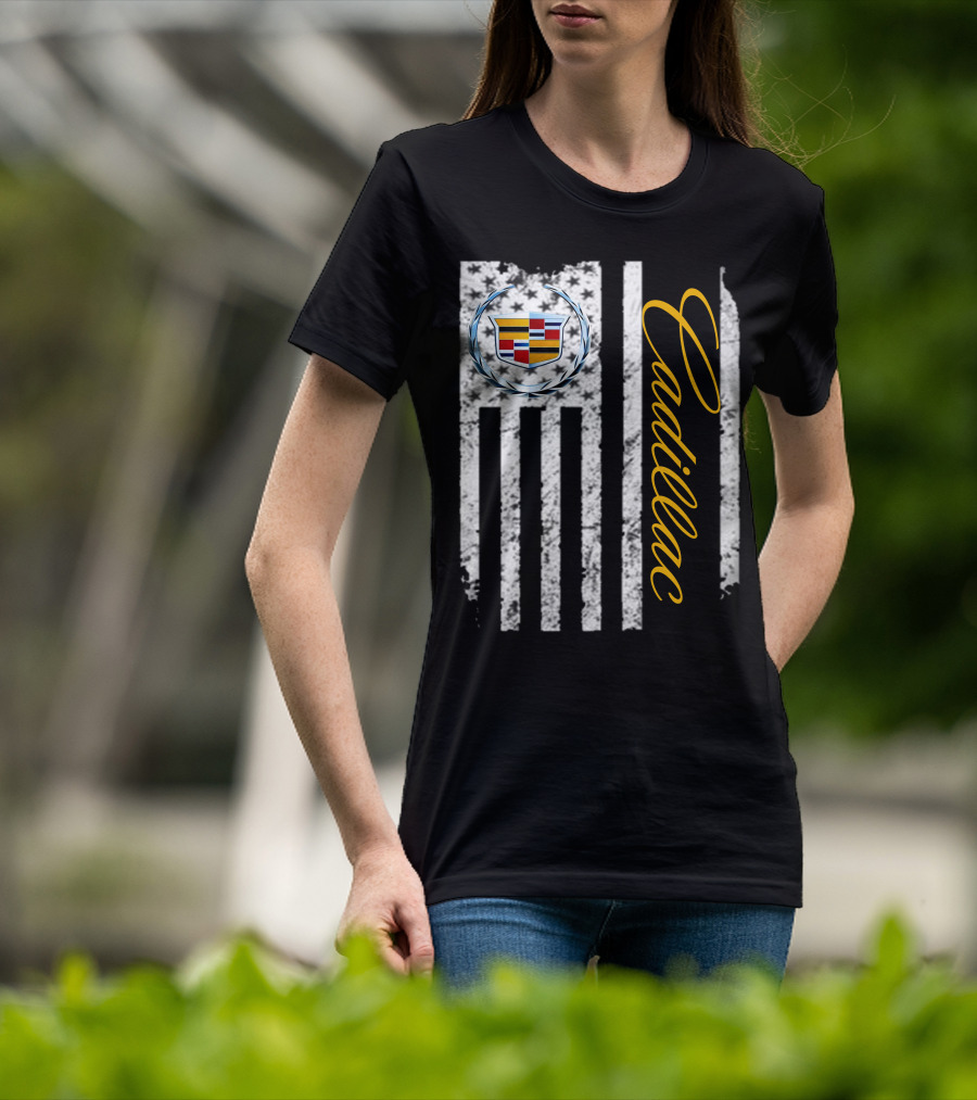 Cadillac Logo American Flag T-Shirt
