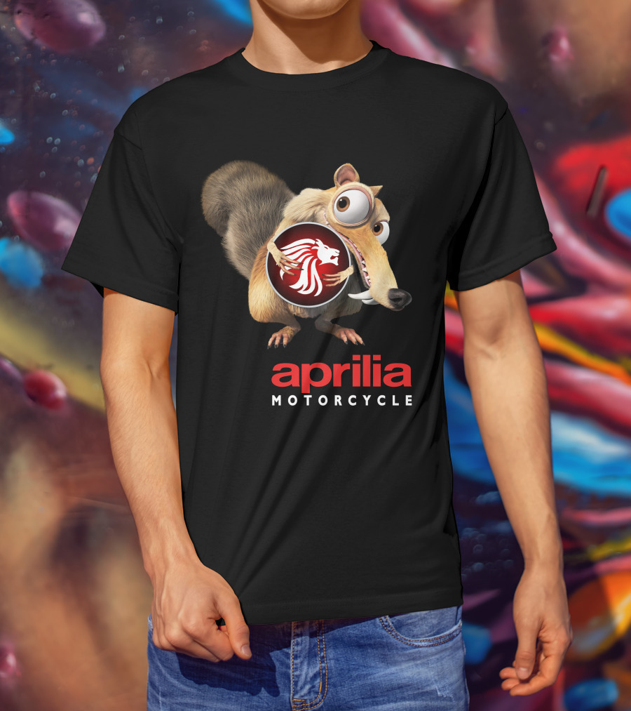 Aprilia Motorcycle Ice Age Scrat Lion T-Shirt