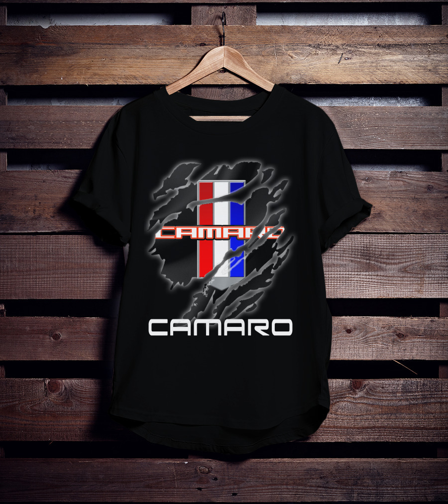 Camaro Red White Blue Stripes Claw Marks T-Shirt