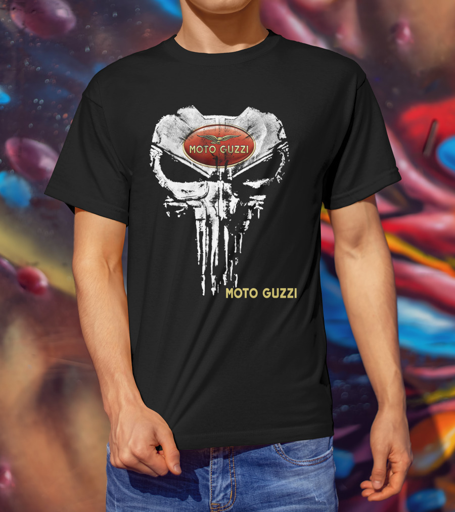Moto Guzzi Logo With Skull T-Shirt