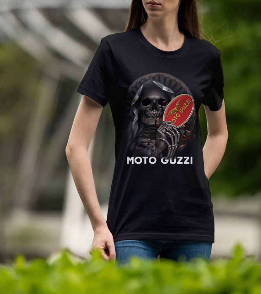 Moto Guzzi Skeleton Holding Red T-Shirt