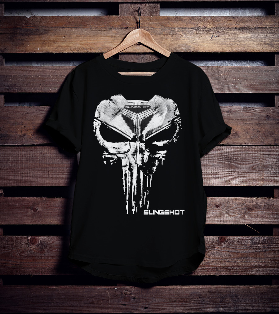 Slingshot Skull Design Black And White T-Shirt