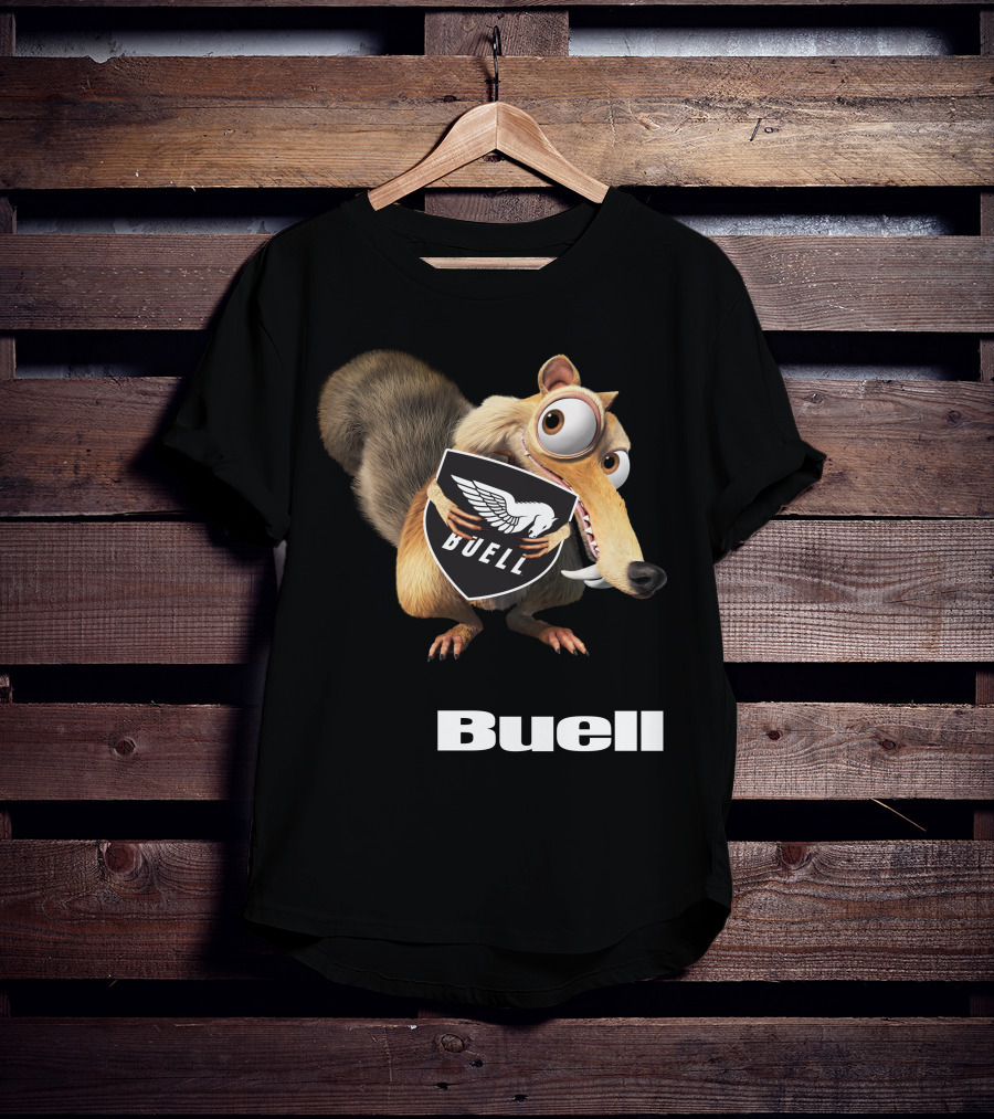 Buell Scrat Logo Iconic Character With Shield T-Shirt
