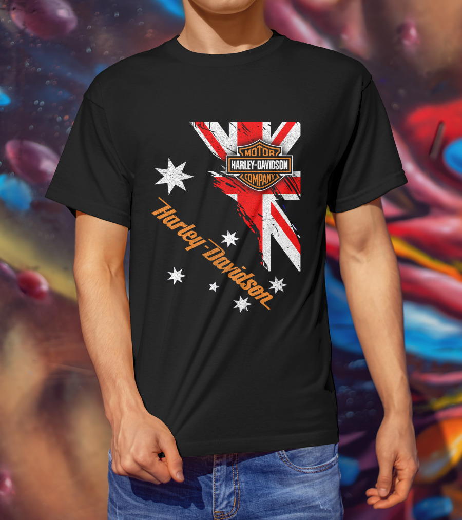 Harley Davidson Motor Company Australia Union Jack Stars T-Shirt