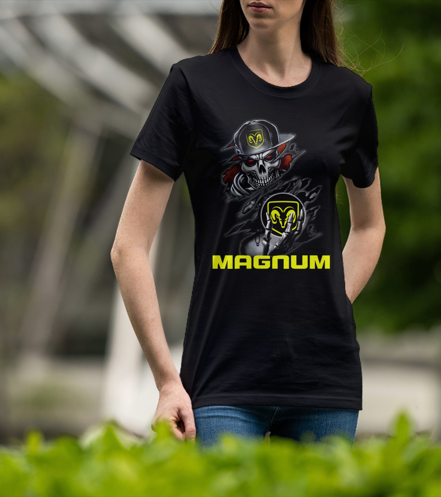 Magnum Skeleton Skull With Ram Logo מהמם T-Shirt