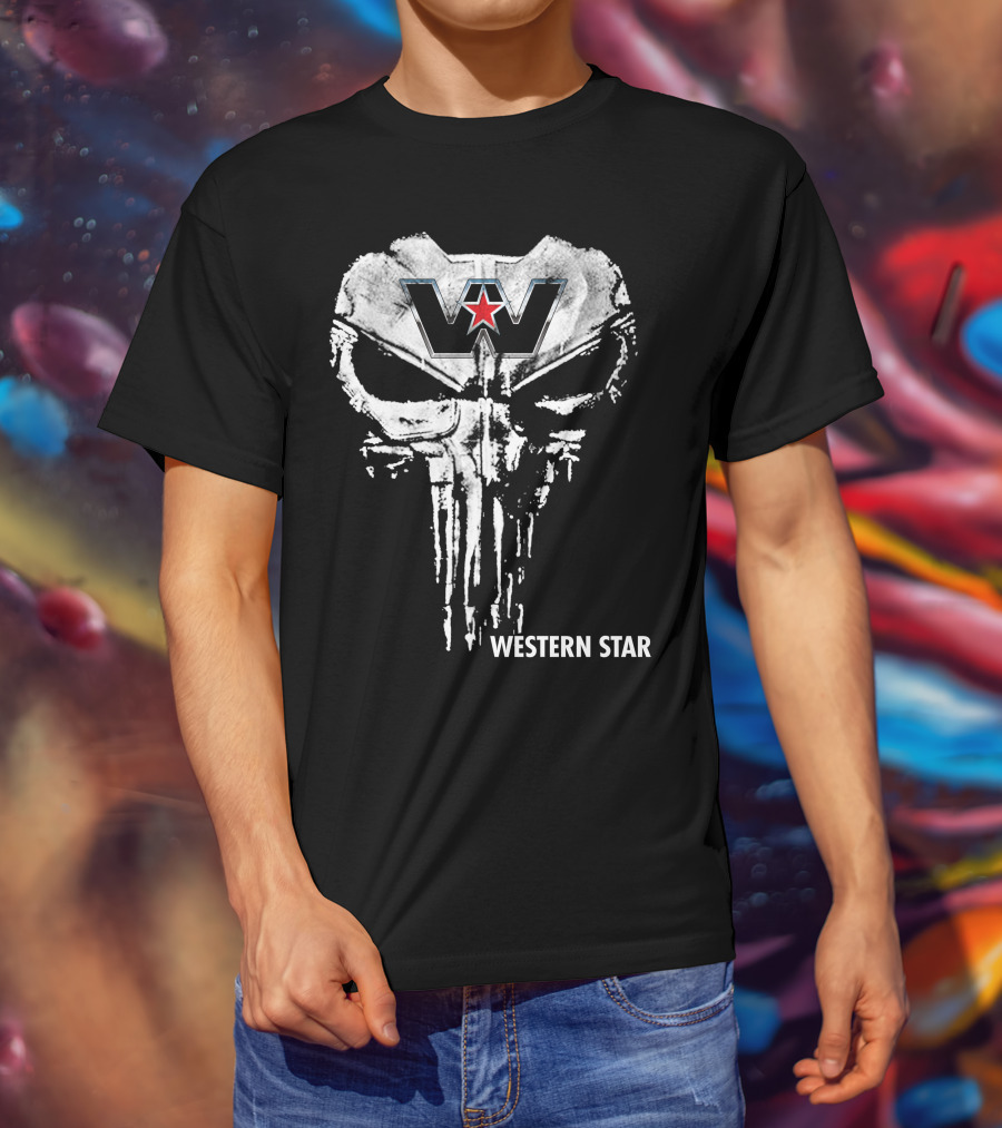 Western Star 06 Skull Logo With Red Star T-Shirt