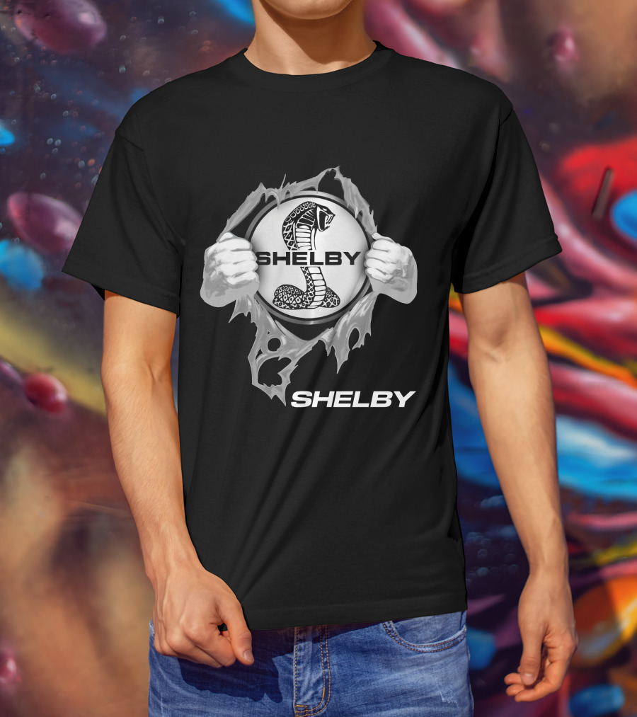 Shelby Cobra Logo With Ripped Effect And Hands T-Shirt