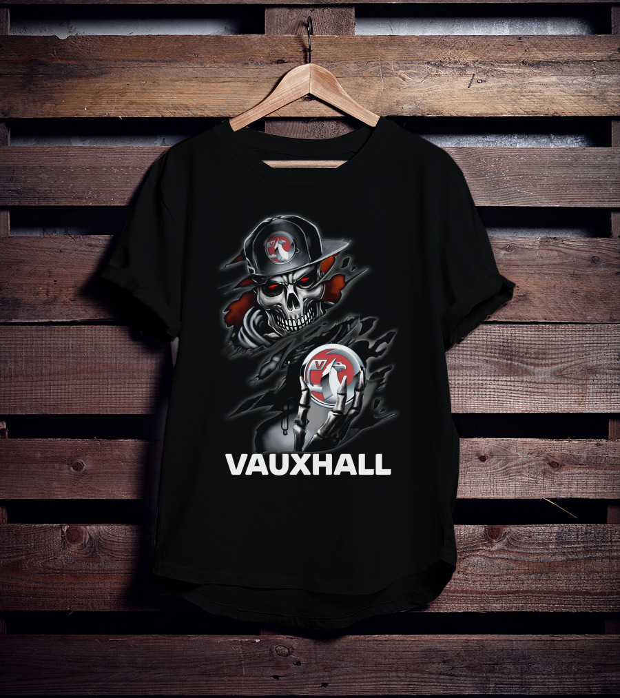 Vauxhall Skull And Logo Design With Hat And Claw Motif T-Shirt