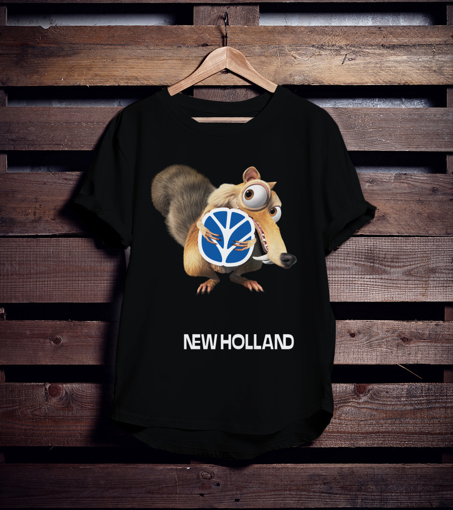 New Holland 09 Featuring Character Holding Blue Logo T-Shirt