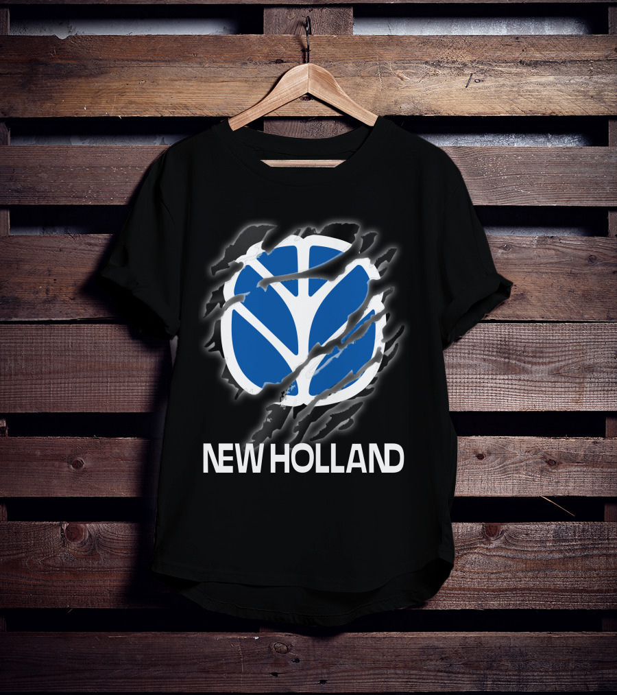 New Holland Blue Logo Ripped Effect T-Shirt