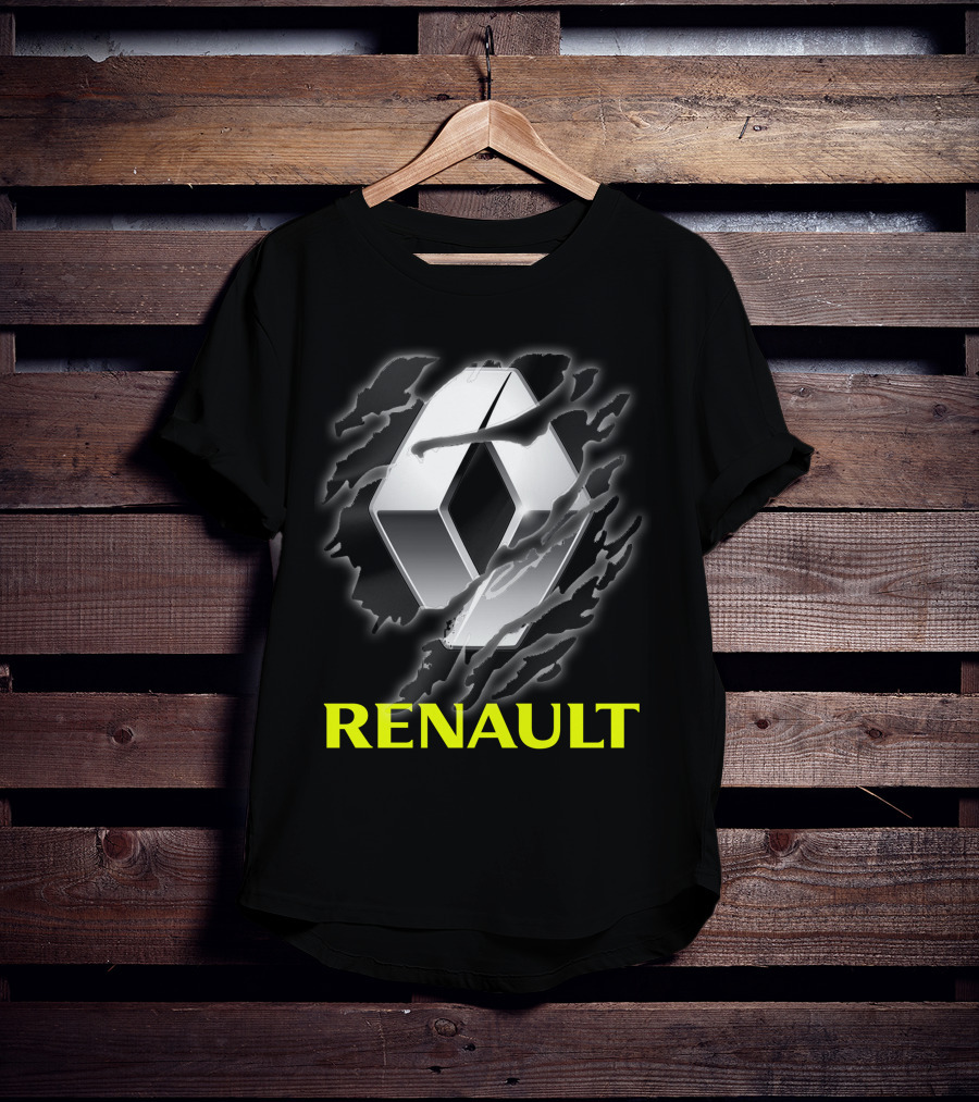 Renault Logo In Dynamic Claw Effect With Dark T-Shirt