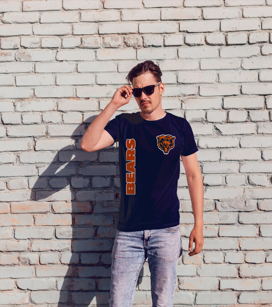 Bears Logo Navy Orange Classic Style T-Shirt