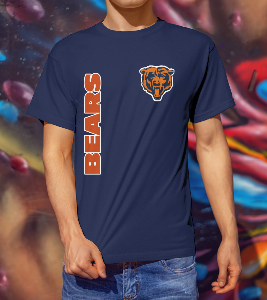 Bears Logo Navy Orange Classic Style T-Shirt
