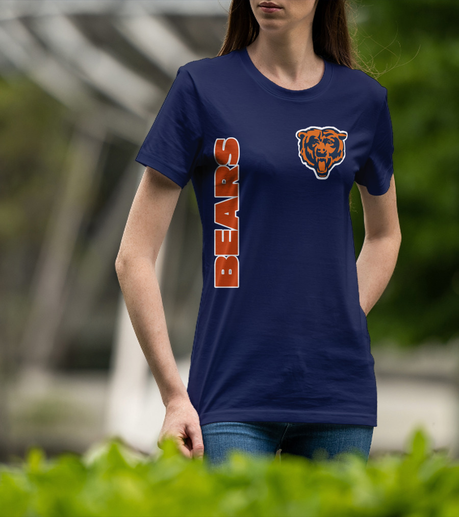Bears Logo Navy Orange Classic Style T-Shirt