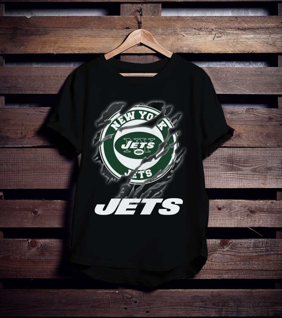 New York Jets Football Logo Claw Marks T-Shirt