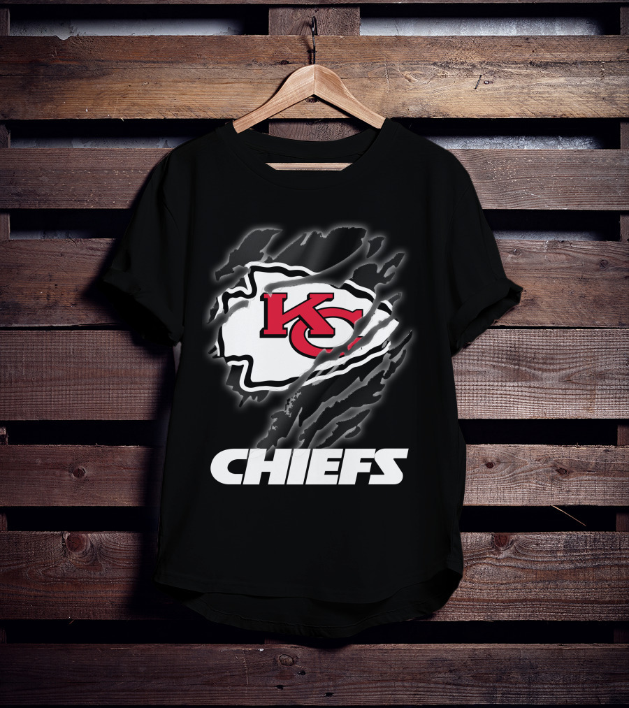 Chiefs Kc Red Emblem With Claw Marks T-Shirt