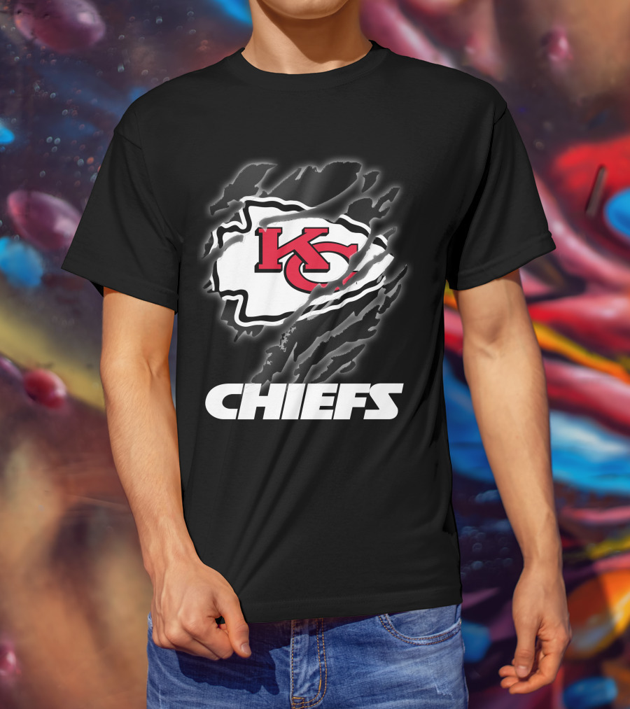 Chiefs Kc Red Emblem With Claw Marks T-Shirt