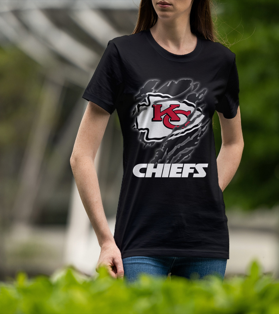Chiefs Kc Red Emblem With Claw Marks T-Shirt